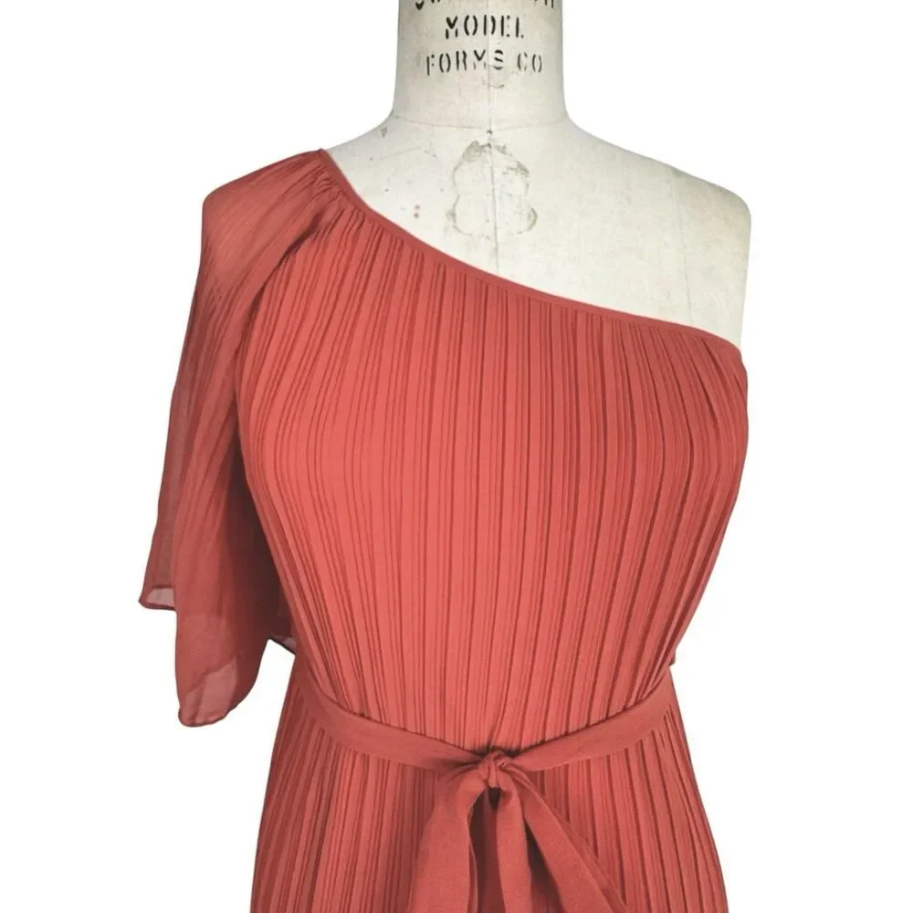 NEW Ya Los Angeles One Shoulder Maxi Dress Womens S Belted Boho Wedding Guest‎